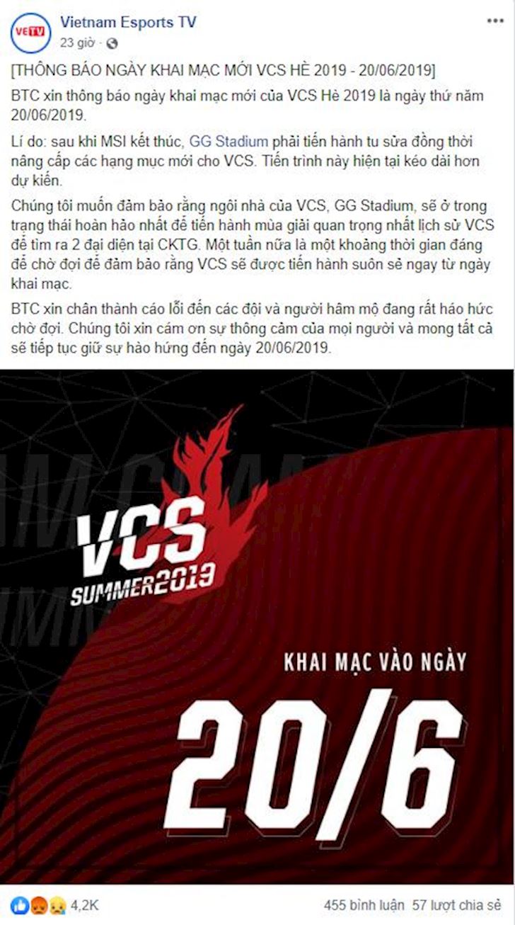 Người hâm mộ phẫn nộ tột độ khi ban tổ chức thông báo dời lịch thi đấu VCS sát ngày thi đấu