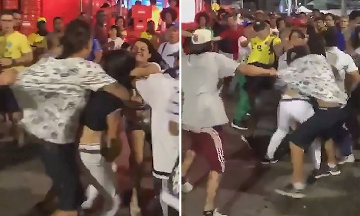 Video Clip: Fan nữ Colombia hỗn chiến từ trong sân ra đến ngoài đường