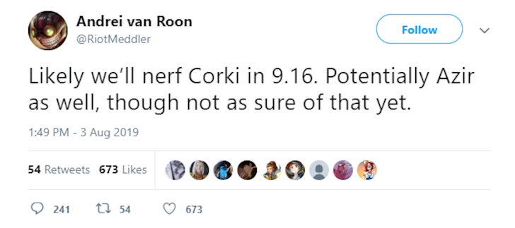 Riot dim Corki va Azir de dua loat con cung len ngoi o 9.16