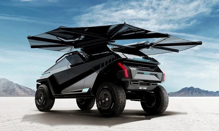 Với cánh dơi trên đầu, chiếc ô tô địa hình này có thể chạy bằng năng lượng mặt trời