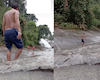 Người đàn ông bất ngờ gặp sự cố tại thác 7 tầng trước sóng livestream của mình